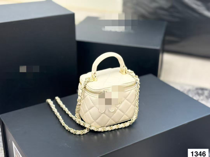 Ženska torbica s lancem i kvadratnim prešivom uzorkom, mala crossbody