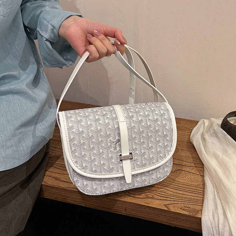 Gy unisex PU sedlasta torba s dogtooth uzorkom, mala kvadratna torba s preklopom, monogram, preko ramena