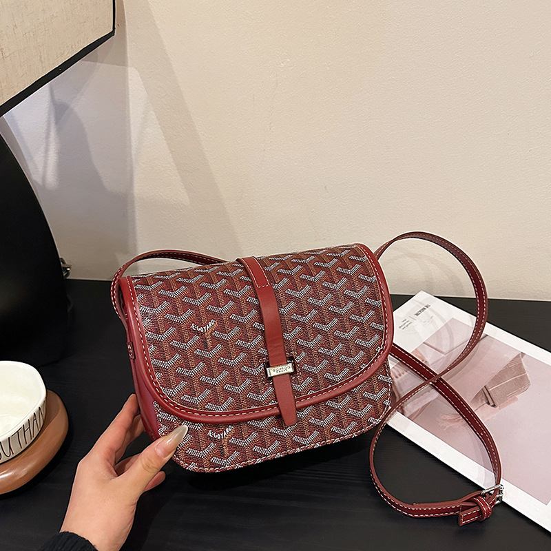 Gy unisex PU sedlasta torba s dogtooth uzorkom, mala kvadratna torba s preklopom, monogram, preko ramena