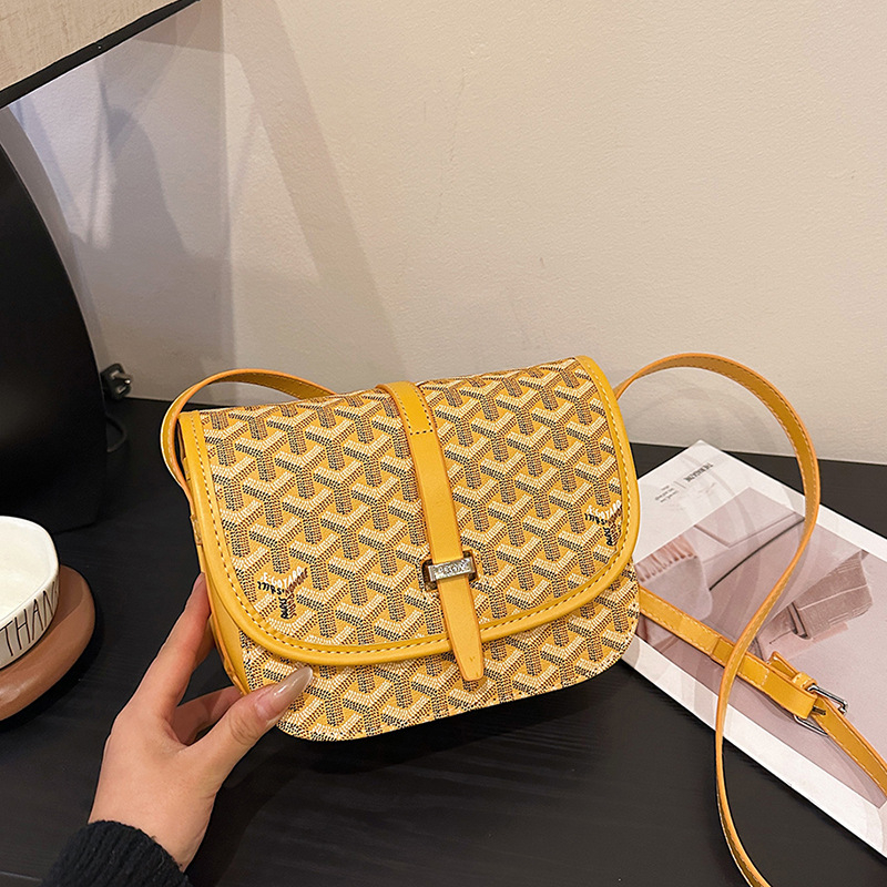 Gy unisex PU sedlasta torba s dogtooth uzorkom, mala kvadratna torba s preklopom, monogram, preko ramena