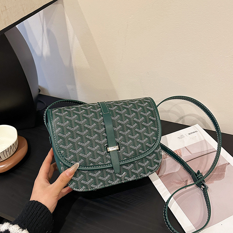 Gy unisex PU sedlasta torba s dogtooth uzorkom, mala kvadratna torba s preklopom, monogram, preko ramena