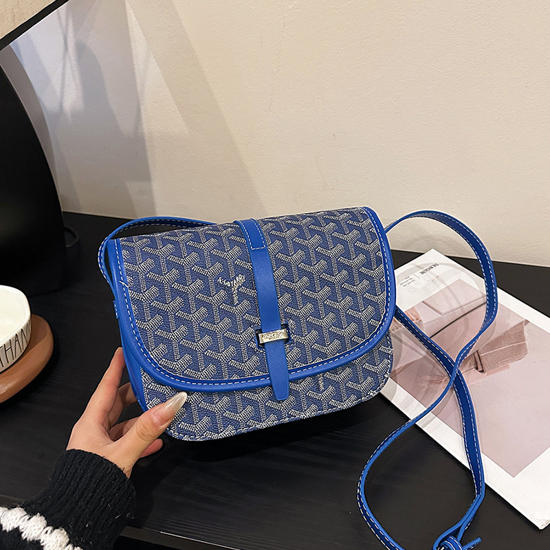 Gy unisex PU sedlasta torba s dogtooth uzorkom, mala kvadratna torba s preklopom, monogram, preko ramena