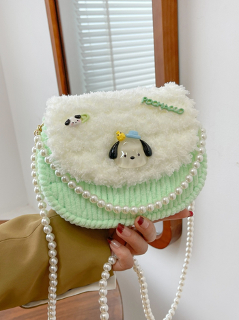 Završena KT mačka ručno pletena torbica s DIY kompletom za pliš – crossbody torba, poklon djevojci