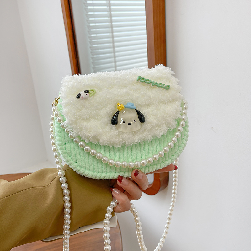 Završena KT mačka ručno pletena torbica s DIY kompletom za pliš – crossbody torba, poklon djevojci