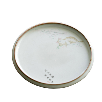 Suport ceramic circular pentru ceainic și coaster pentru set Kung Fu de ceai