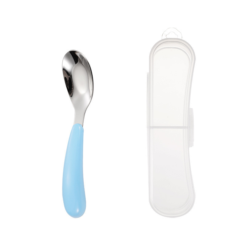 Set de linguri din oțel inoxidabil, formă de lingou, pentru hrănire bebeluți – veselă pentru copii cu design drăguț și cutie