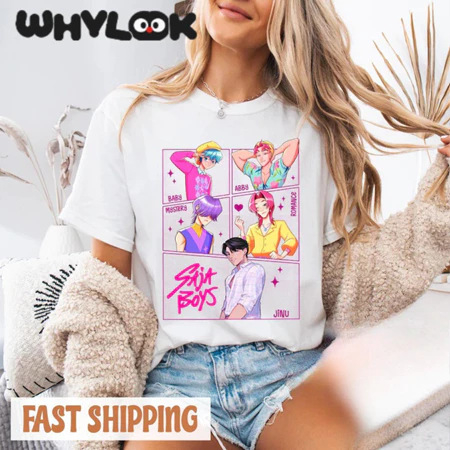 Gyerekeknek szóló rövid ujjú póló, kerek nyakú, rajzfilmnyomású, Kpop Hunters motívum, uniszex