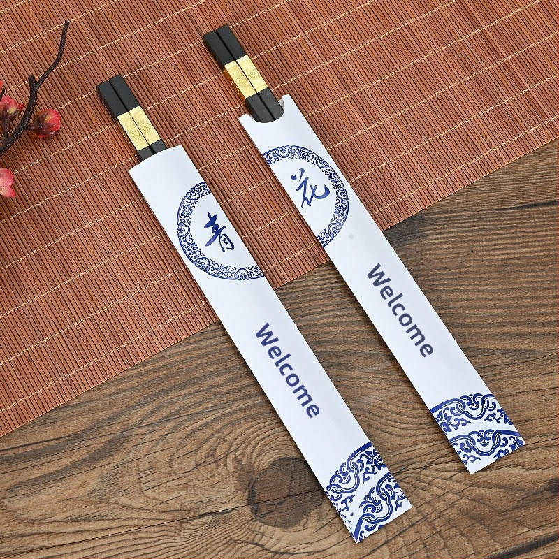 Jednorazové bambusové chopsticks s jedinečným papierovým obalom, vlastná tlač na obale pre rýchle občerstvenie na odvoz