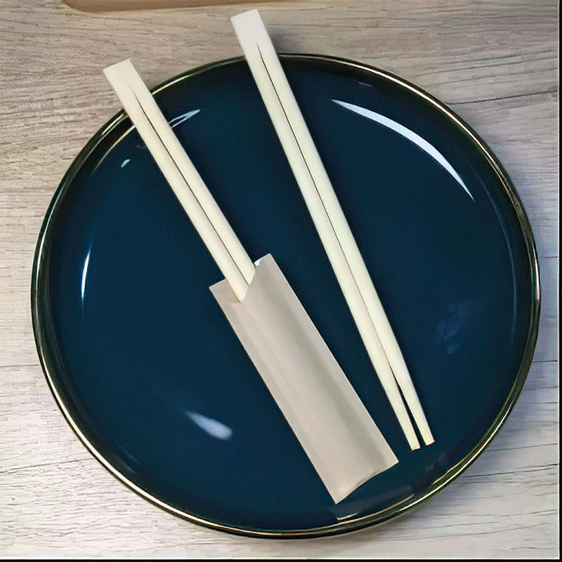 Bețișoare de unică folosință din bambus cu husă de hârtie individuală, imprimare personalizabilă pe husă pentru take-away