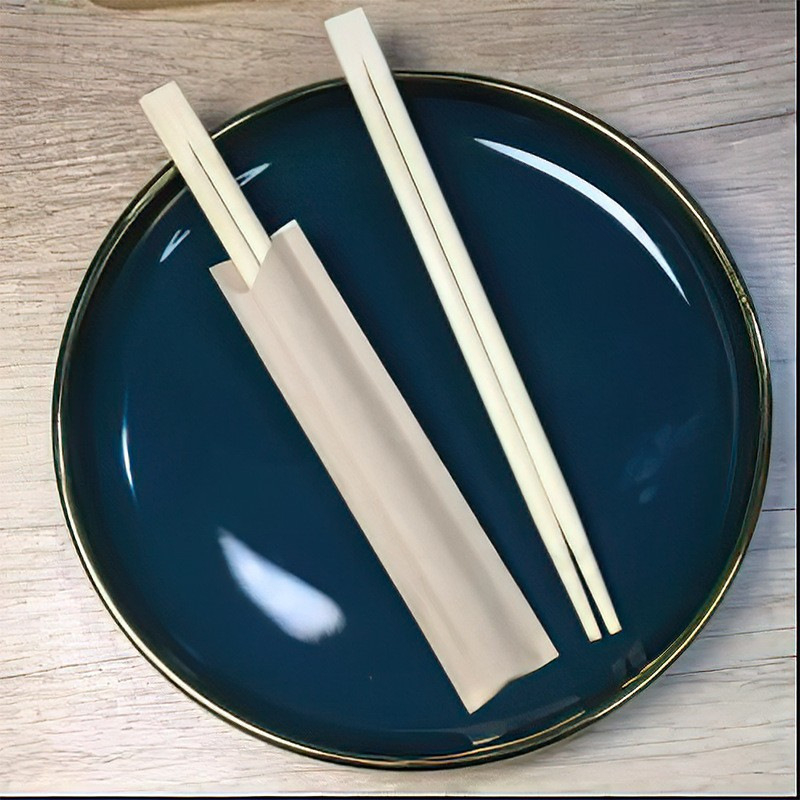 Bețișoare de unică folosință din bambus cu husă de hârtie individuală, imprimare personalizabilă pe husă pentru take-away