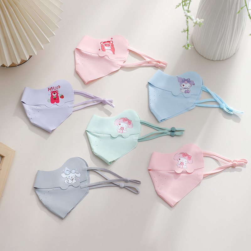 Nyári aranyos gyerekek UV-védő maszk, ice-silk nylon anyagú, rajzfilm mintás szemvédő, általános iskolások számára