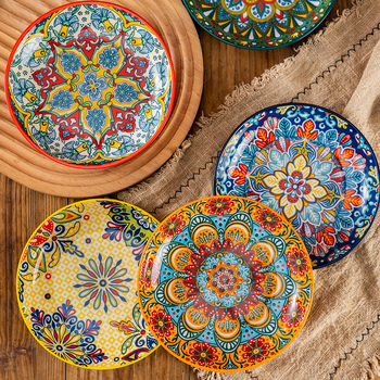 Farfurie de servire din ceramică boemă, porțelan, rotundă, 6,5 inchi, pentru aperitive reci, fructe și deserturi
