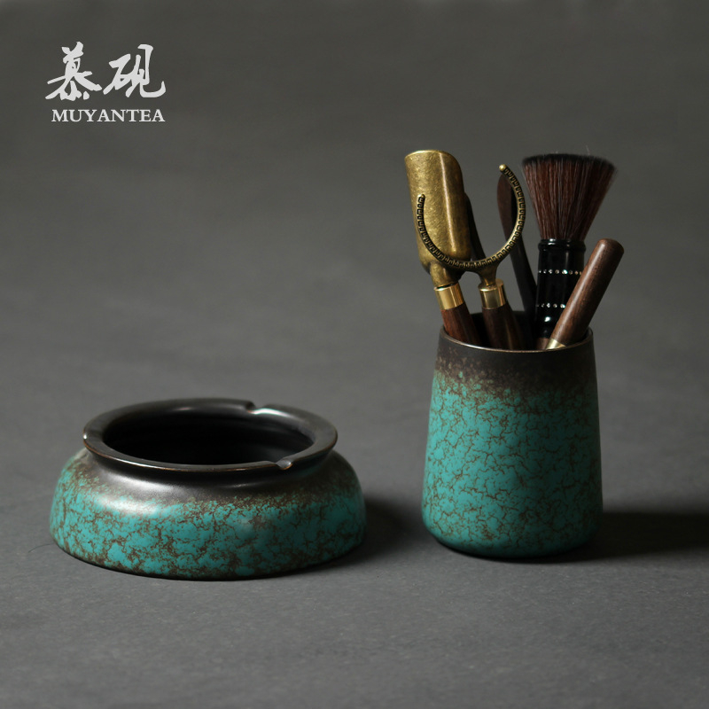Mu Tao set Gongfu pentru ceai, stil japonez, din lemn de abanos, șase unelte, ac de ceai și clips de ceai