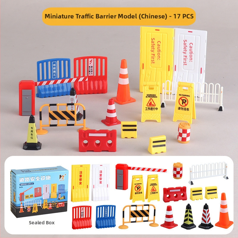 Miniatúrny model dopravnej bariéry pre mestskú infraštruktúru a parkovaciu scénu na pieskovom stole
