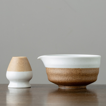 Vas de matcha din ceramică, tel ceramic pentru ceai, amestecător de ceai, design retro cu cioc de vultur filetat, unealtă pentru prepararea ceaiului