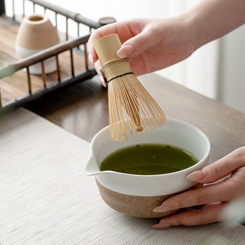 Vas de matcha din ceramică, tel ceramic pentru ceai, amestecător de ceai, design retro cu cioc de vultur filetat, unealtă pentru prepararea ceaiului