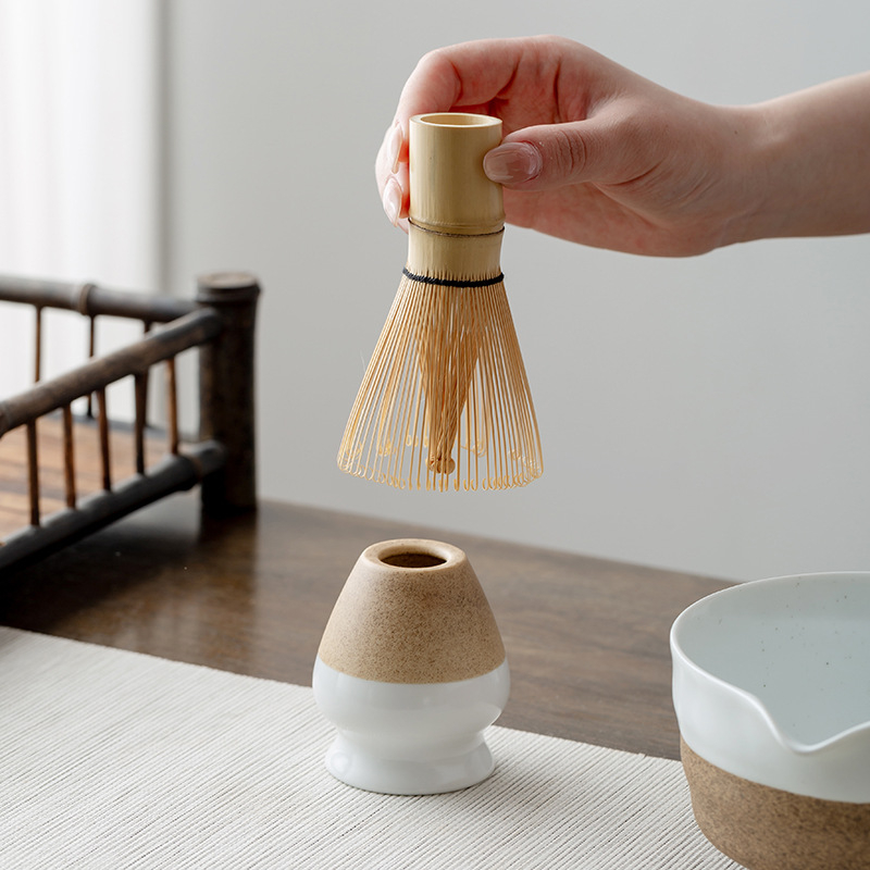 Vas de matcha din ceramică, tel ceramic pentru ceai, amestecător de ceai, design retro cu cioc de vultur filetat, unealtă pentru prepararea ceaiului