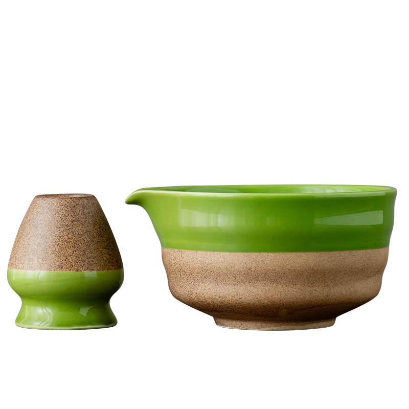 Vas de matcha din ceramică, tel ceramic pentru ceai, amestecător de ceai, design retro cu cioc de vultur filetat, unealtă pentru prepararea ceaiului