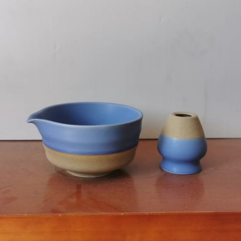 Vas de matcha din ceramică, tel ceramic pentru ceai, amestecător de ceai, design retro cu cioc de vultur filetat, unealtă pentru prepararea ceaiului