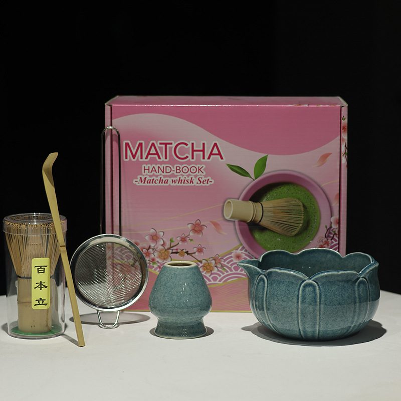 Vas de matcha în stil japonez cu gură, set ceramic de ustensile pentru matcha, suport pentru telul de amestec, ceainic și accesorii pentru ceremonia ceaiului