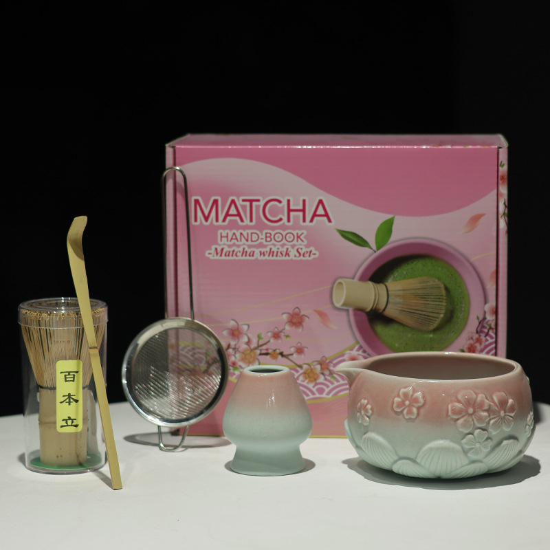Vas de matcha în stil japonez cu gură, set ceramic de ustensile pentru matcha, suport pentru telul de amestec, ceainic și accesorii pentru ceremonia ceaiului