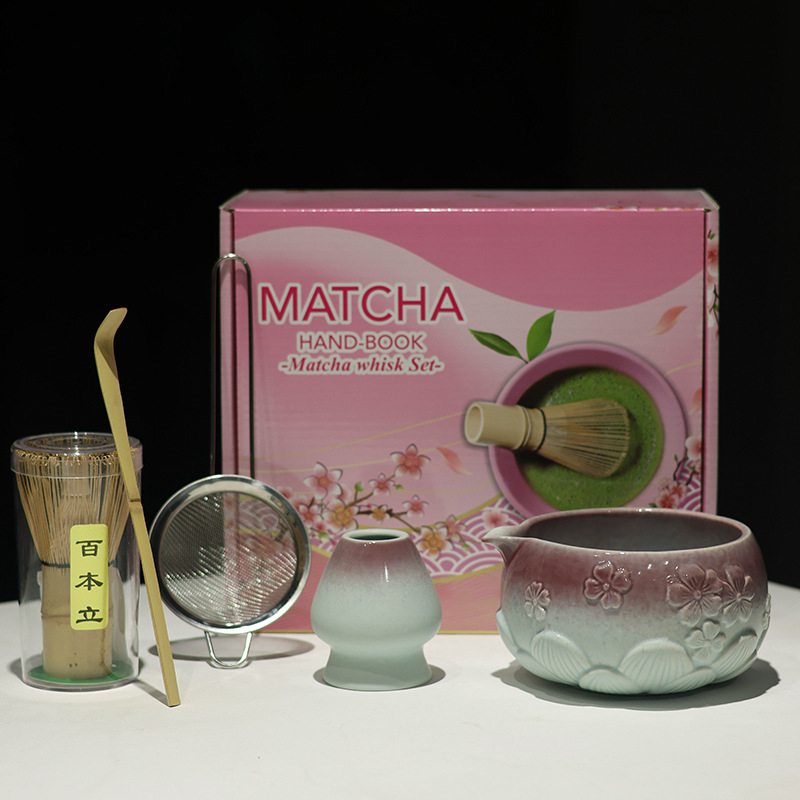 Vas de matcha în stil japonez cu gură, set ceramic de ustensile pentru matcha, suport pentru telul de amestec, ceainic și accesorii pentru ceremonia ceaiului