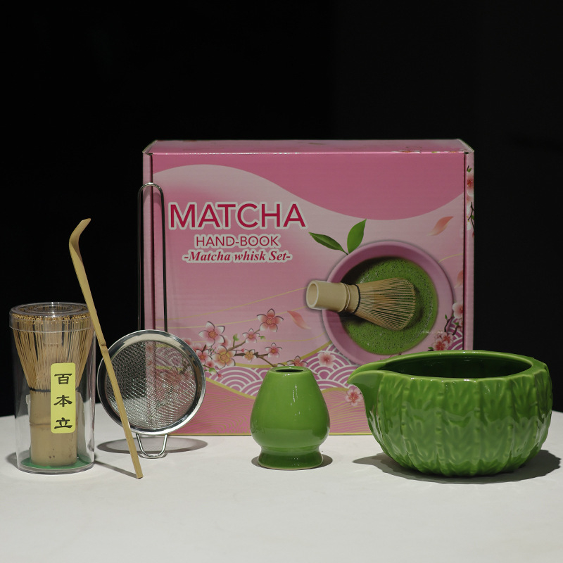 Vas de matcha în stil japonez cu gură, set ceramic de ustensile pentru matcha, suport pentru telul de amestec, ceainic și accesorii pentru ceremonia ceaiului