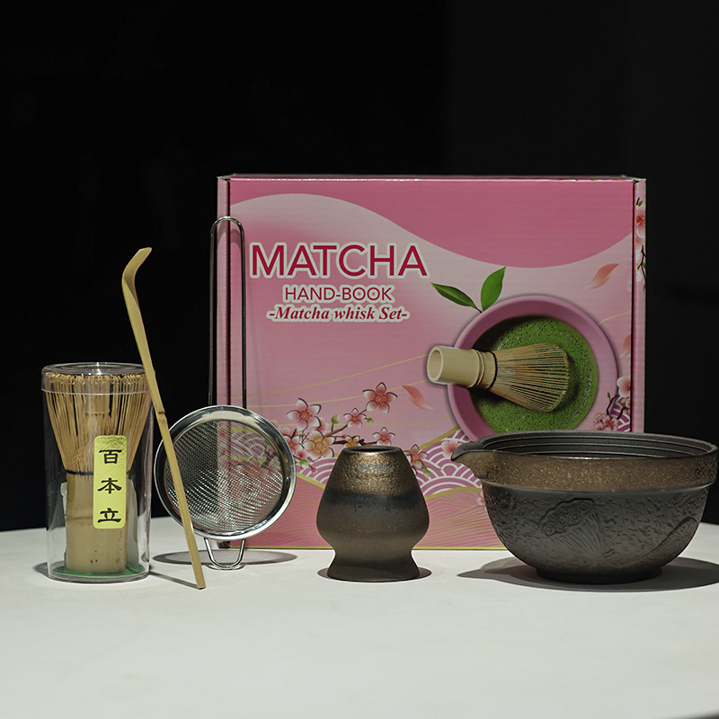Vas de matcha în stil japonez cu gură, set ceramic de ustensile pentru matcha, suport pentru telul de amestec, ceainic și accesorii pentru ceremonia ceaiului