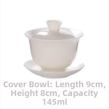 Set čajového porcelánu v bílé jade barvě Gongfu styl — kompletní set: čajník, gaiwan a šálky, přenosná dárková krabička s potiskem loga