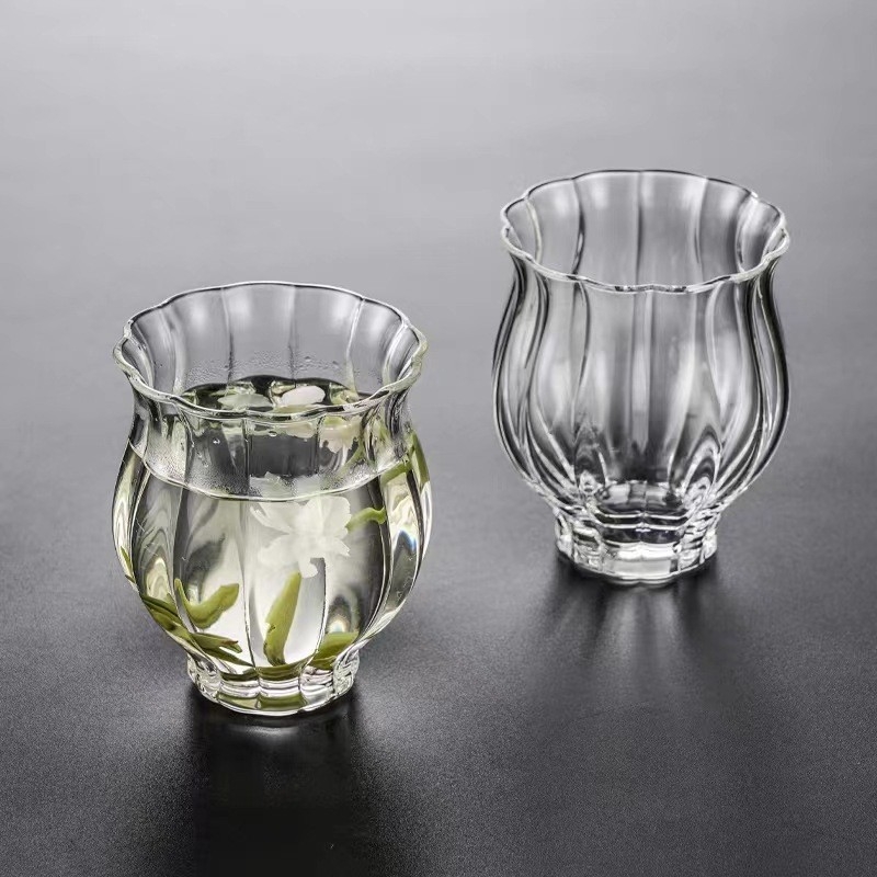 Ceainic din sticlă transparent pentru ceai verde, în stilul Dinastiei Song, cu mâner, rezistent la căldură, design retro în stilul concubinei imperiale