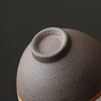 Ceainic din ceramică pietroasă în nuanțe de lut vechi, set Gongfu ceai, ceșuță și bol de ceai, ceramică inspirată de arderea pe lemn