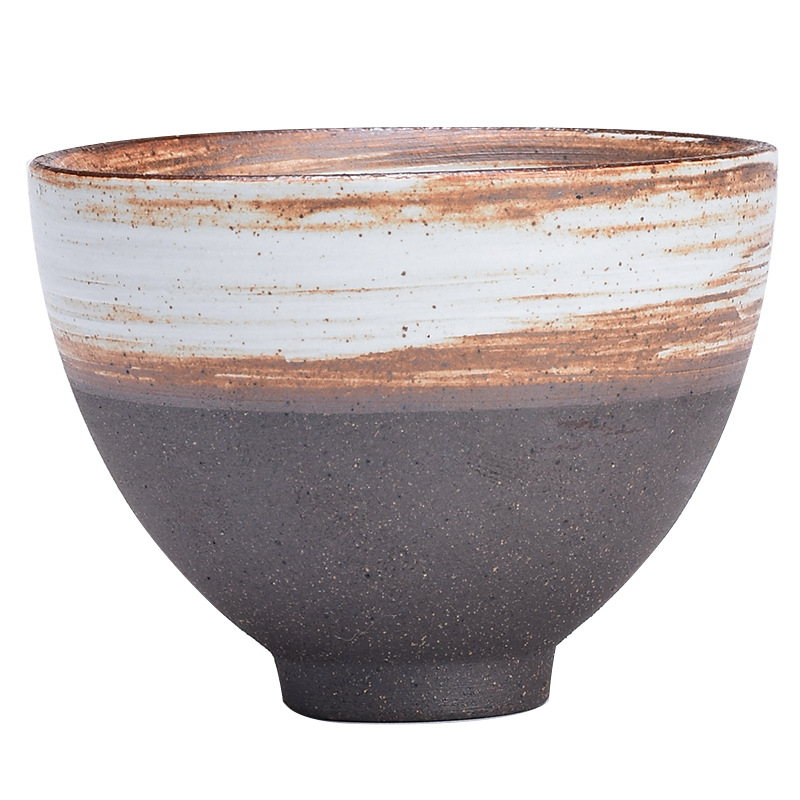 Ceainic din ceramică pietroasă în nuanțe de lut vechi, set Gongfu ceai, ceșuță și bol de ceai, ceramică inspirată de arderea pe lemn