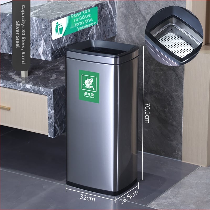 Coș de ceai din oțel inoxidabil, cu filtru, capacitate mare, design cilindric pentru masă de ceai.