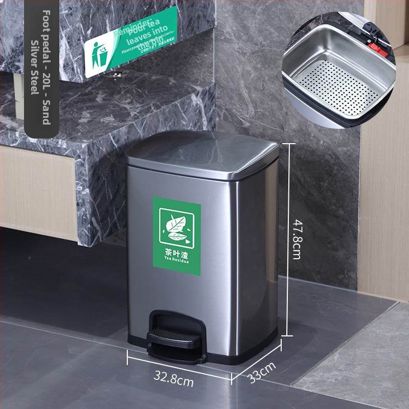 Coș de ceai din oțel inoxidabil, cu filtru, capacitate mare, design cilindric pentru masă de ceai.