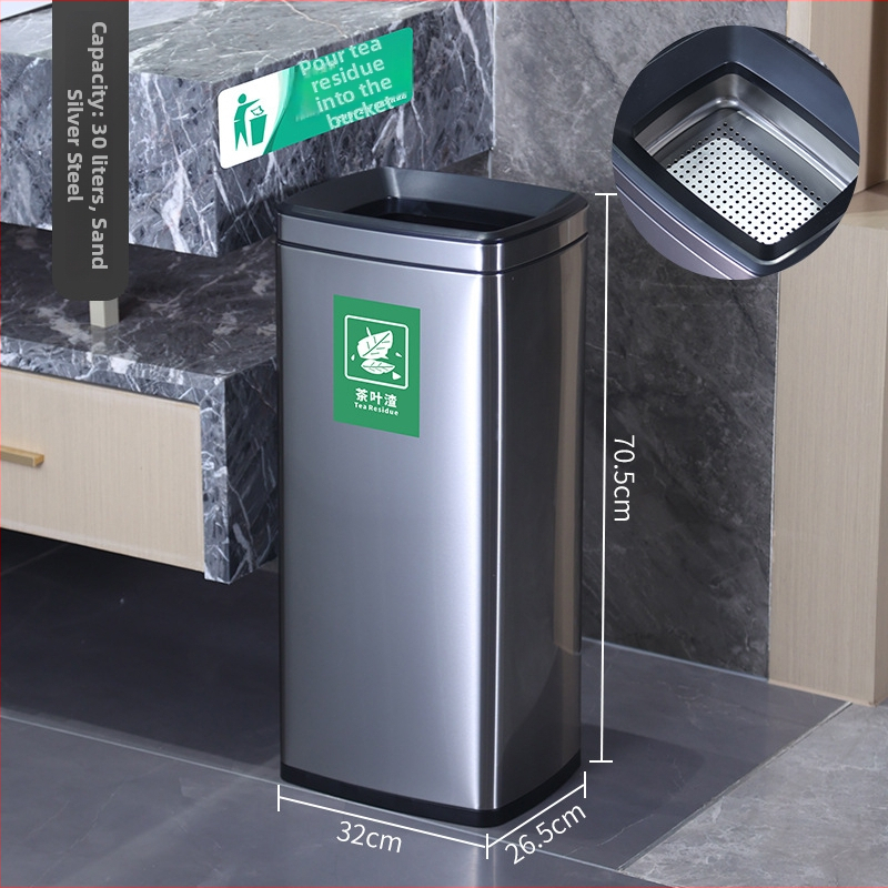 Coș de ceai din oțel inoxidabil, cu filtru, capacitate mare, design cilindric pentru masă de ceai.