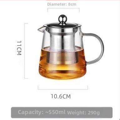 Ceainic din sticlă, model 2005, pentru uz casnic, rezistent la temperaturi înalte, separare ceai-apă, set de ceai, un ceainic, sticlă borosilicată înaltă