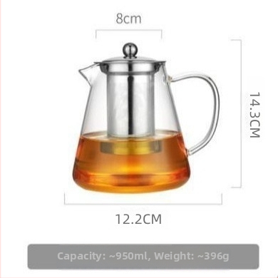 Ceainic din sticlă, model 2005, pentru uz casnic, rezistent la temperaturi înalte, separare ceai-apă, set de ceai, un ceainic, sticlă borosilicată înaltă