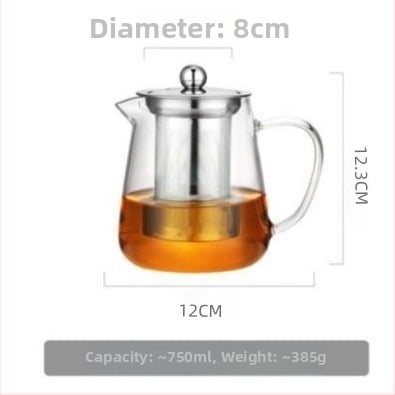 Ceainic din sticlă, model 2005, pentru uz casnic, rezistent la temperaturi înalte, separare ceai-apă, set de ceai, un ceainic, sticlă borosilicată înaltă