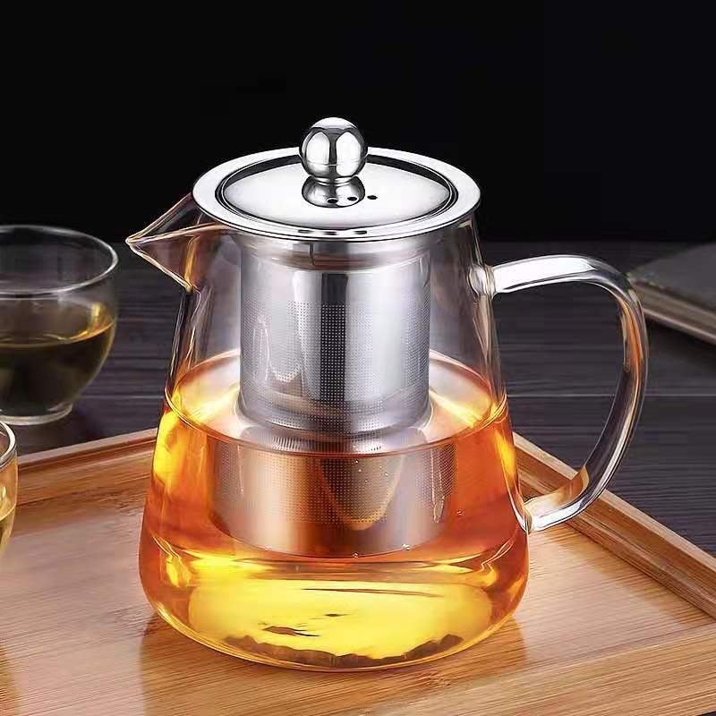 Ceainic din sticlă, model 2005, pentru uz casnic, rezistent la temperaturi înalte, separare ceai-apă, set de ceai, un ceainic, sticlă borosilicată înaltă