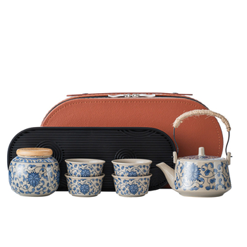 Set portabil de ceai pentru călătorii – ceainic ceramic și patru cești