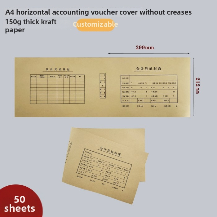 A5 obal pre účtovné doklady, Kraft papier, 100 listov, viazanie, viacúčelové kancelárske potreby