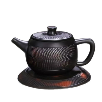 Set ceainic din ceramică mov Jianshui, complet lucrat manual, cu model cu cuțit, stil Han Tile, capacitate mare