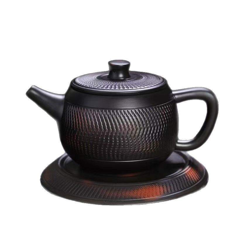Set ceainic din ceramică mov Jianshui, complet lucrat manual, cu model cu cuțit, stil Han Tile, capacitate mare