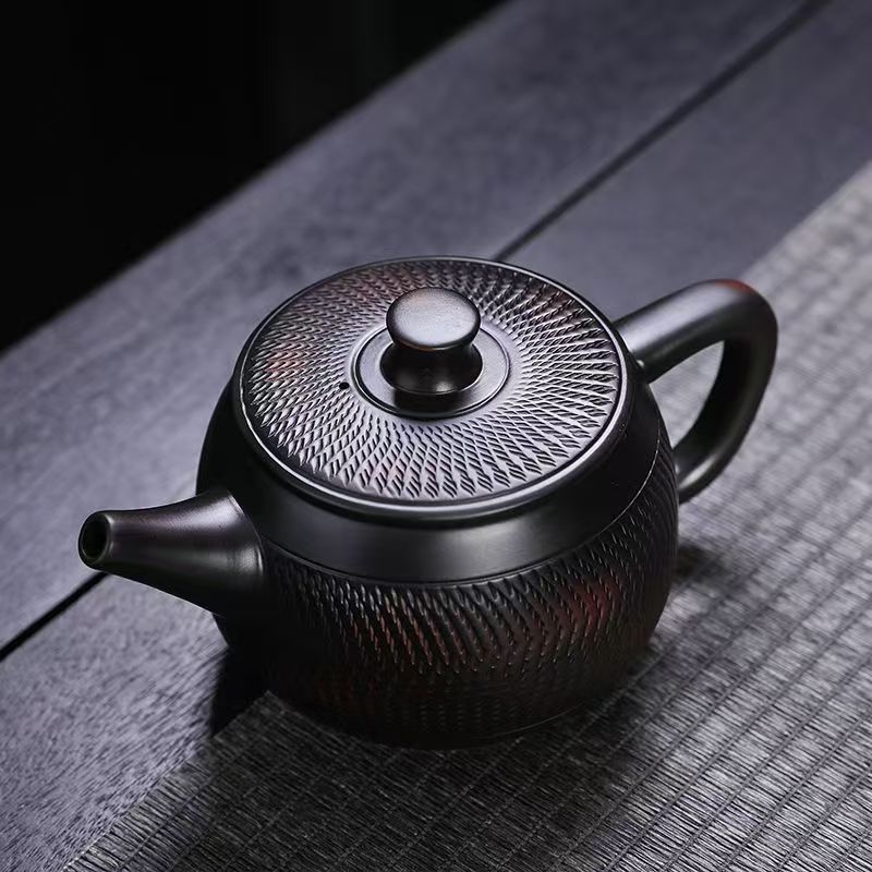 Set ceainic din ceramică mov Jianshui, complet lucrat manual, cu model cu cuțit, stil Han Tile, capacitate mare