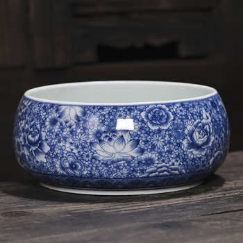 Set de ceai din porțelan albastru-albastru, vas ceramic pentru resturi de ceai, vas de spălat cești și tavă de ceai