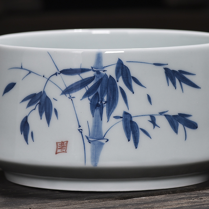 Set de ceai din porțelan albastru-albastru, vas ceramic pentru resturi de ceai, vas de spălat cești și tavă de ceai