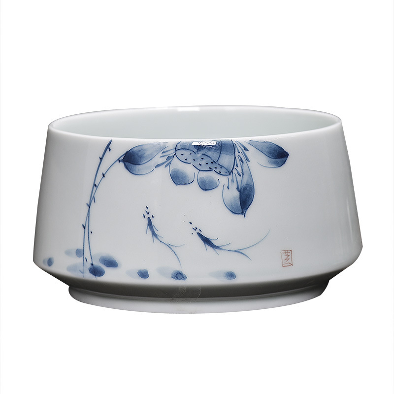 Set de ceai din porțelan albastru-albastru, vas ceramic pentru resturi de ceai, vas de spălat cești și tavă de ceai