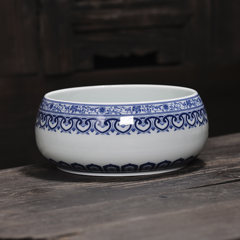 Set de ceai din porțelan albastru-albastru, vas ceramic pentru resturi de ceai, vas de spălat cești și tavă de ceai