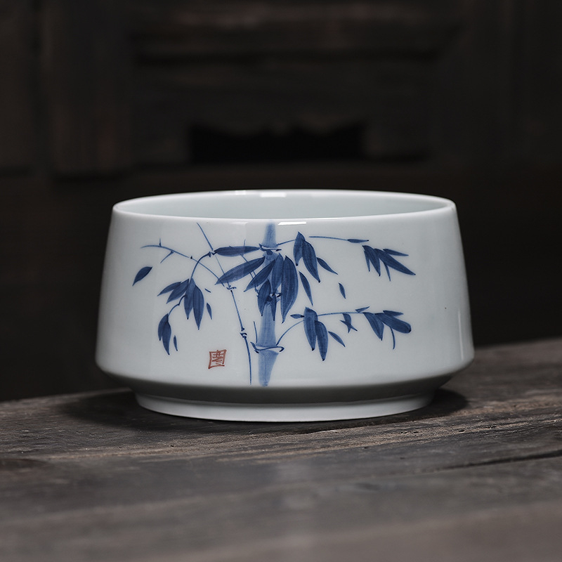 Set de ceai din porțelan albastru-albastru, vas ceramic pentru resturi de ceai, vas de spălat cești și tavă de ceai