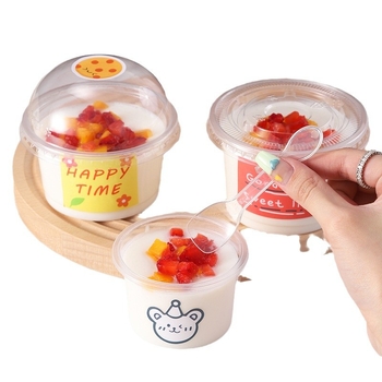 Cupă de unică folosință pentru budincă, cu capac, potrivită pentru mousse și iaurt